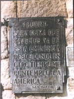 Placa que integra el monumento a San Martín en El Manzano, Tunuyán, Provincia de Mendoza (Foto: Ricardo Acebal)