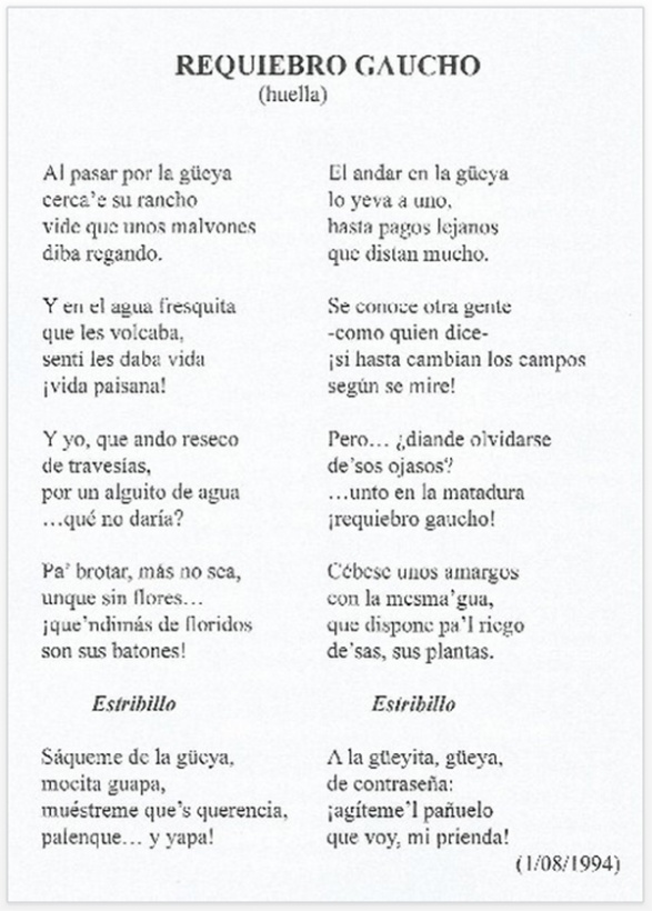 COMO PALO A PIQUE -VERSOS CAMPEROS-