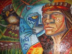 Visión de la selva y sus especies originarias. El mítico Jaguar Azul junto al Comandante Andrés Guacurarí y Artigas.