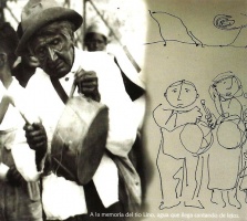 La foto del "tataratío" Lino del álbum familiar y los dibujos de Guantay