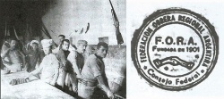 Huelga de panaderos anarquistas en 1902 y el sello de los anarquistas.
