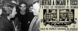 Raymundo Ongaro (Gráficos) y Agustín Tosco (Luz y Fuerza, uno de los conductores del "Cordobazo") y uno de los tantos afiches que realizó Ricardo Carpani para la "CGT de los Argentinos".