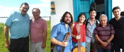 Casis con uno de los presentadores en el Club Unión: Esteban Larrosa y jóvenes músicos con el maestro Mateo Villalba.