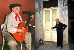 Don Crube improvisando y saliendo de "su habitación". (Fotos: Ricardo Acebal)