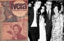 En la tapa de la tradicional revista chamamecera "Iverá" y a su lado Antonio Tarrago Ros, Perla Argentina Aguirre, don Fernando López (su marido y gran promotor artístico) y Ramona.