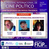 Los jurados del rubro "Competencia Oficial Internacional Mediometrajes" serán los argentinos Ricardo Acebal ("Identidad Cultural") y Edgardo Cabeza y la colombiana Lizette Lemoine.
